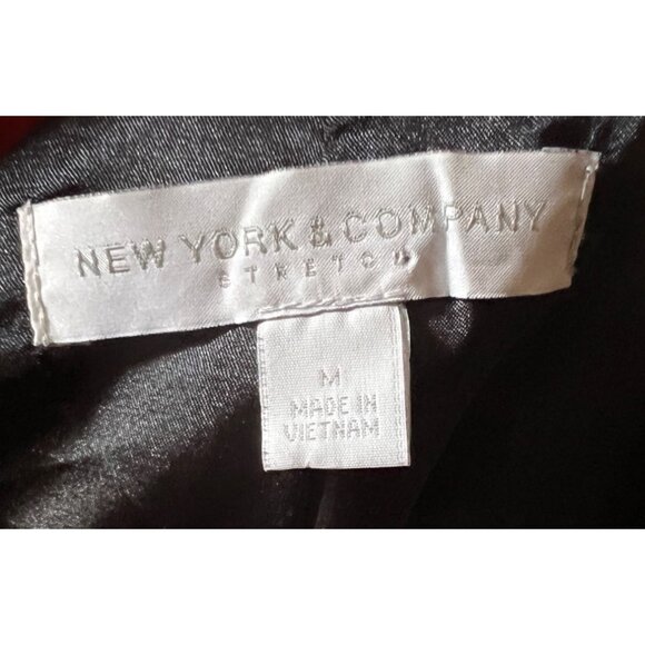 New York & Company Stretch Vintage Navy Blue Piped Collared Blazer Sz Medium Wom - Picture 4 of 7